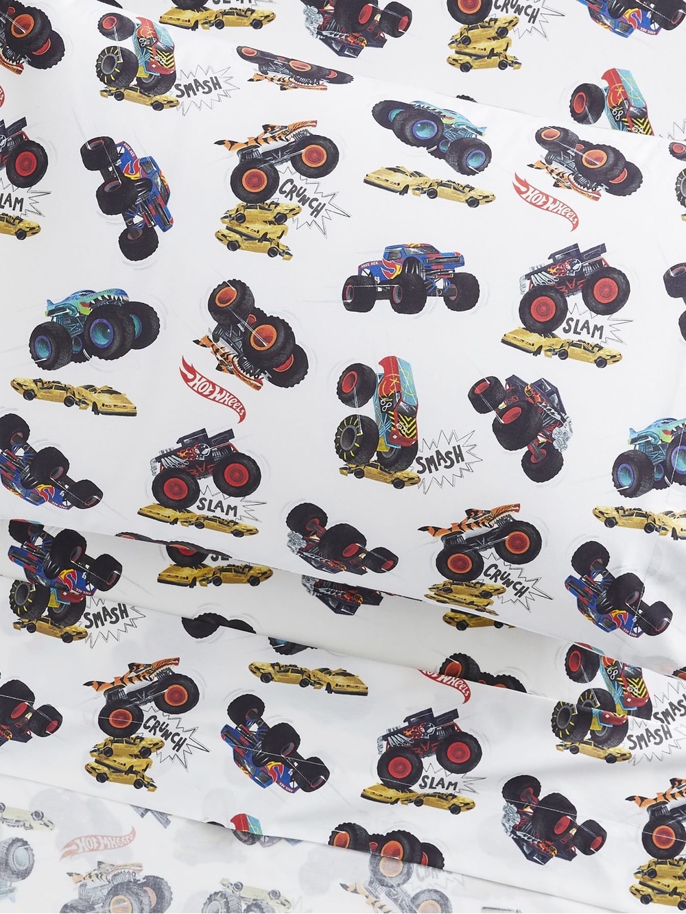 Pottery Barn Kids Hot Wheels Monster Trucks 100% Organic Cotton Twin Sheet